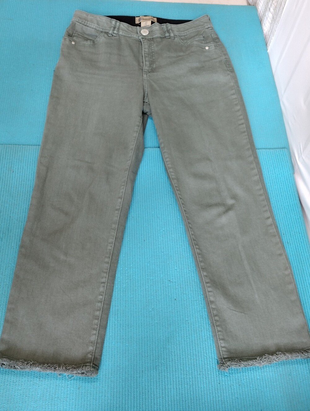 Democracy Olive Straight Leg Raw Jeans Waistband - 10
